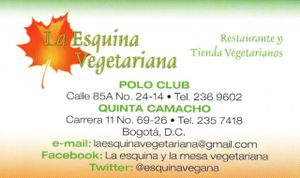 La Esquina Vegetariana at La Esquina Vegetariana in Bogota