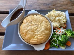 Vegan pie with cream sauce and mashed potato   at PIE in Lagos