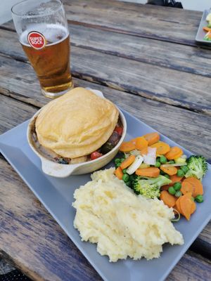 Vegan pie with mashed potatoes as a side at PIE in Lagos