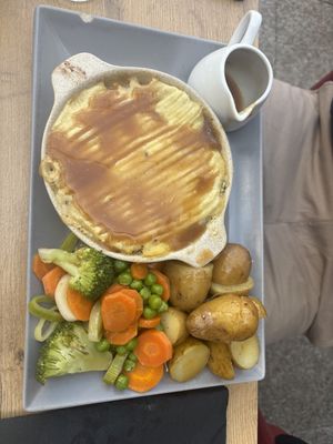 Vegan pie with mashed potatoes top and vegan gravy.   at PIE in Lagos