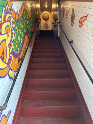 Stairs leading up to the restaurant   at Kiin Lao & Thai Eatery in Pittsburgh