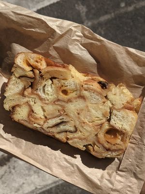 I forgot what this was called but it's like a savory bread pudding with "Bacon, egg, cheese" flavors😍 at [plant-baked] in New York City