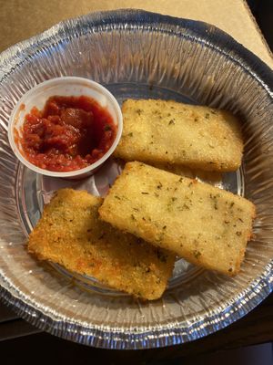 Fried Mozzarella and marinara sauce  at Pizza Verde in Fort Worth