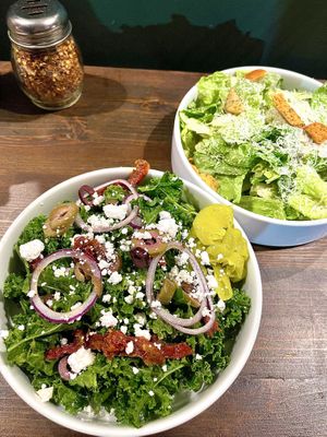 House salad and Caesar salad   at Pizza Verde in Fort Worth