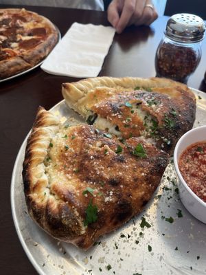 Calzone, Lando’s ingredients and added shrooms  at Pizza Verde in Fort Worth