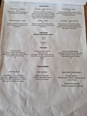 Salads and kids menu at Get Fixed Bicycle Cafè in Porirua