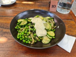 Vegan pesto pasta at The Garden Berry in Berry