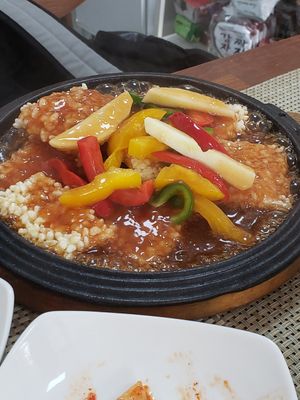 Veggies in sweet and sour sauce at Soban Vegan 소반 비건식당 in Busan