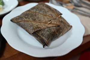 Rice in lotus leaf   at Soban Vegan 소반 비건식당 in Busan