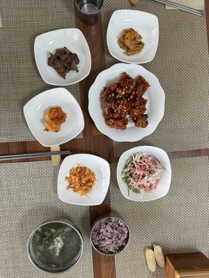 Jeong-sun and pyogo gangjeong  at Soban Vegan 소반 비건식당 in Busan