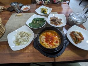 Spicy tofu stew at Soban Vegan 소반 비건식당 in Busan