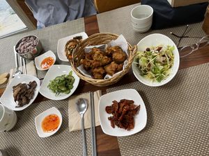 Soy chicken and side dishes   at Soban Vegan 소반 비건식당 in Busan