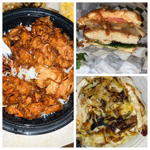 Teriakyi chx, vegan chx sandwhich , jerk cabbage  at My Mama's Vegan in Baltimore