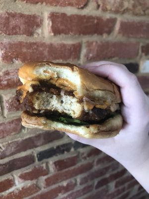 Fried chick’n sandwich made with Little Fig Seitan at My Mama's Vegan in Baltimore