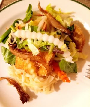 Noodles with seitan , tofu etc at Vevi in Vienna