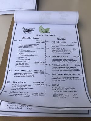 Pho&noodle menu at Vevi in Vienna