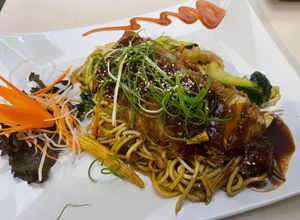 Chkn Katsu Noodles 
(Menu was in German so I don’t know the name)  at Vevi in Vienna