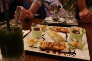 Chef choice of delicious desserts!!  at Vevi in Vienna