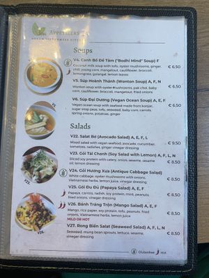 Part of the menu  at Vevi in Vienna