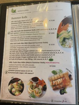 Part of the menu  at Vevi in Vienna