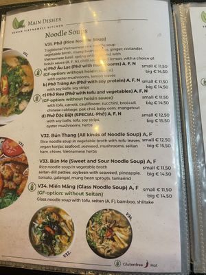 Part of the menu  at Vevi in Vienna