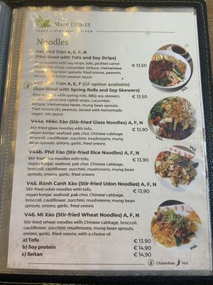 Part of the menu  at Vevi in Vienna