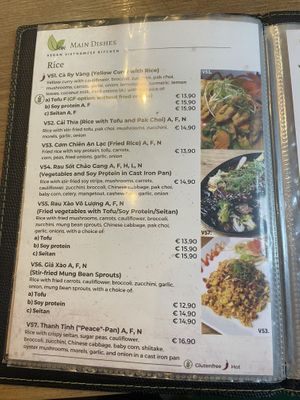 Part of the menu  at Vevi in Vienna