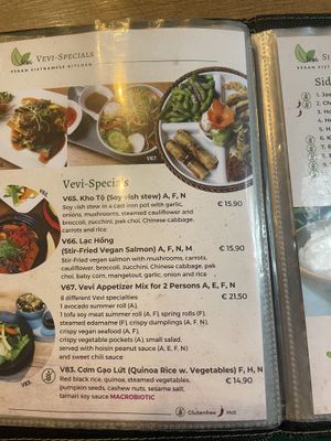 Part of the menu  at Vevi in Vienna