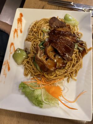 Wheat noodles with seitan- MUST ORDER!  at Vevi in Vienna