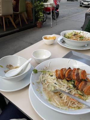 Left: Wonton, Right: No. 42, don’t like the barbecue but the spring rolls were greatt  at Vevi in Vienna