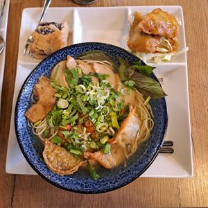 Wantan soup, spring roles at Vevi in Vienna