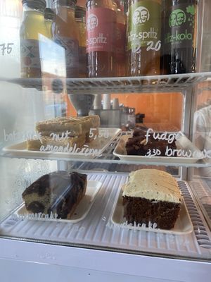 Pastries in the fridge, like the new ‘boterkoek’. It’s quite tasty, but misses some creaminess. Also, it's huge and heavy on the stomach. at Loaf Sourdough Bakery in Utrecht
