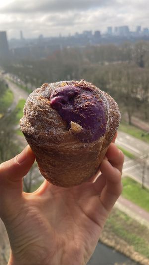 Blueberry chocolate cruffin   at Loaf Sourdough Bakery in Utrecht