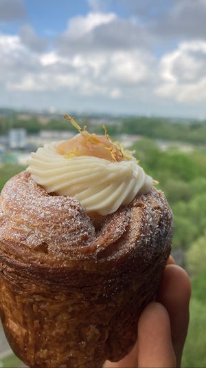 Grapefruit curd and vanilla cruffin: amazing!  at Loaf Sourdough Bakery in Utrecht
