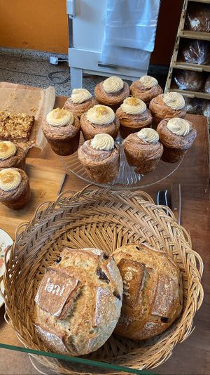 Selection of sweets and bread  at Loaf Sourdough Bakery in Utrecht