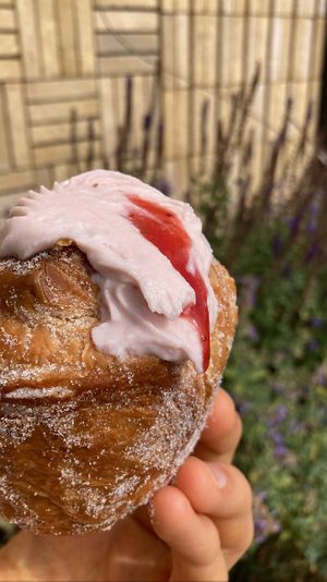 Strawberry cheesecake cruffin: as usual, very good! Flaky pastry, creamy and delicious filling   at Loaf Sourdough Bakery in Utrecht