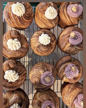 Cruffins (vanilla and cherry/hazelnut)  at Loaf Sourdough Bakery in Utrecht