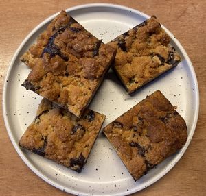 New-style brownies with a crumble layer on top  at Loaf Sourdough Bakery in Utrecht