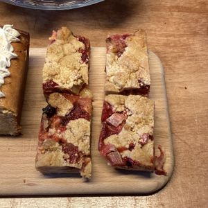 Rhubarb strawberry crumble  at Loaf Sourdough Bakery in Utrecht