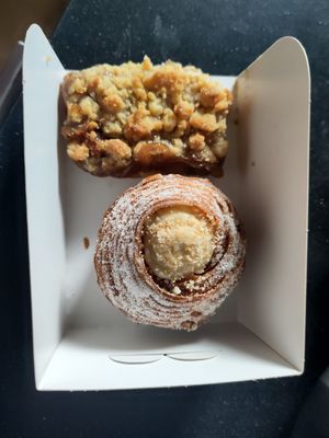 Lemon cheesecake cruffin and a apple crumble, both really good at Loaf Sourdough Bakery in Utrecht