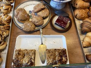 Offerings Wednesday 17 July 2024. The pecan/miso cookie was great, but the raspberry/cheesecake brownie was too bitter for me. at Loaf Sourdough Bakery in Utrecht