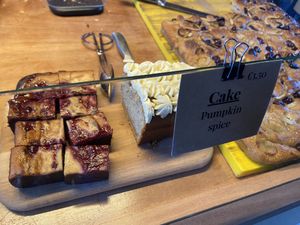 Thursday 3 Oct 2024: Chai brownie and Pumpkin spice cake (quite nice) at Loaf Sourdough Bakery in Utrecht
