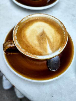 Oat flat white at Loaf Sourdough Bakery in Utrecht