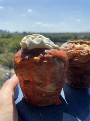 kingsday cruffin with orange marmelade filling. wow! those layers   at Loaf Sourdough Bakery in Utrecht