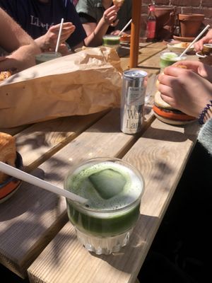 matcha latte   at Loaf Sourdough Bakery in Utrecht