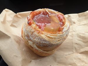 Rhubarb cruffin at Loaf Sourdough Bakery in Utrecht