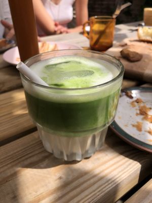iced matcha latte  at Loaf Sourdough Bakery in Utrecht