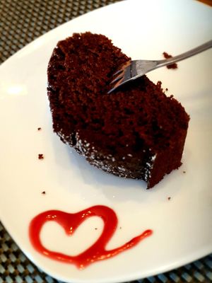 Vegan chocolate cake at Am Deich in Peenemuende