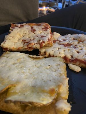 Margarita pizza and potato and cheese pizza (vegetarian) at Prima la Materia in Rome