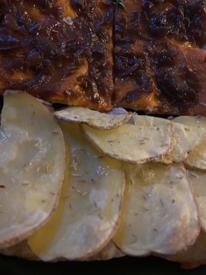 Pumpkin & onion pizza and potato pizza (vegan) at Prima la Materia in Rome